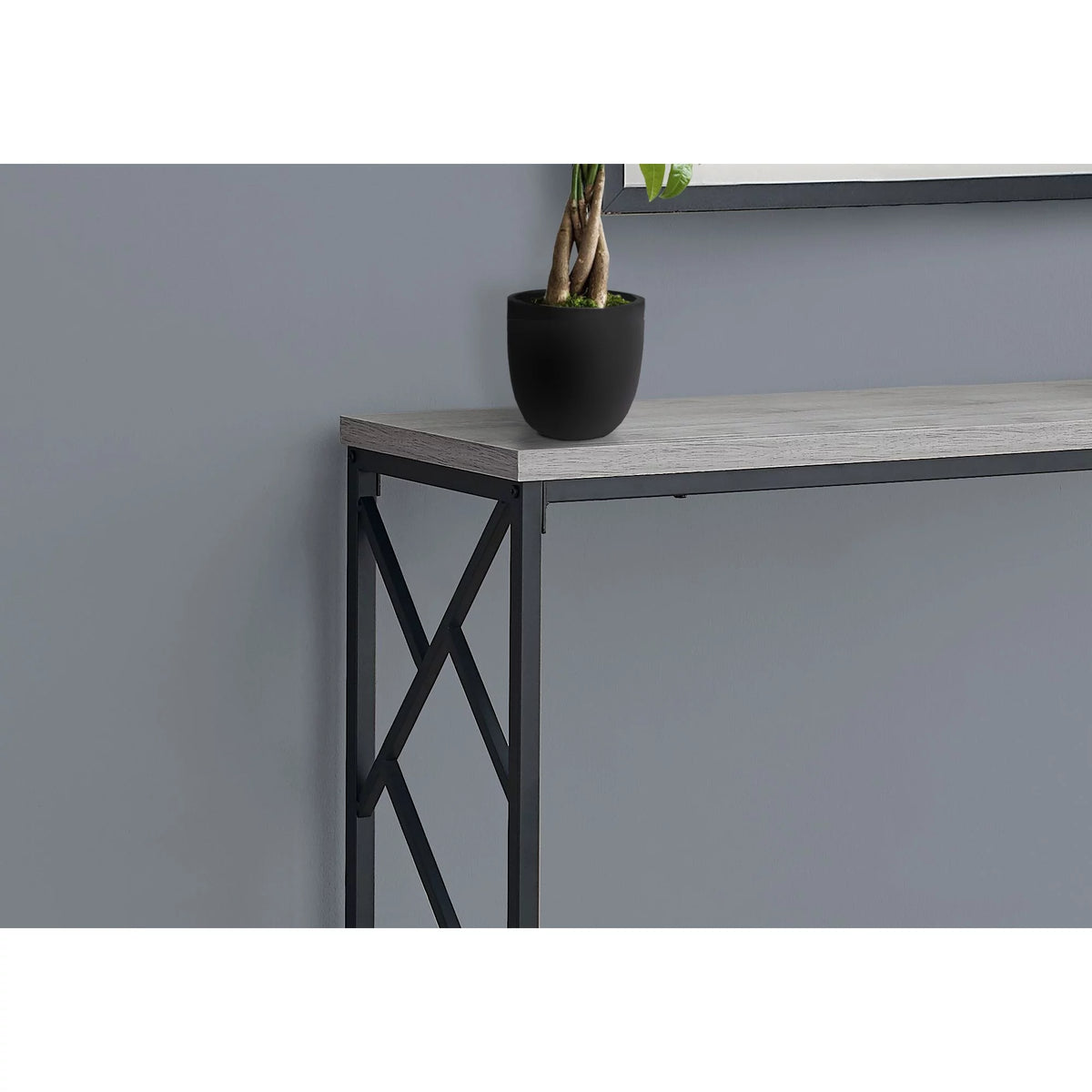 Gray and Black Contemporary Rectangular Console Table M472041