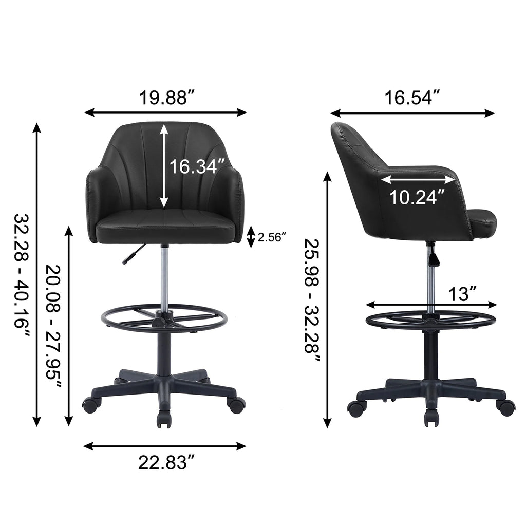 Black Height Adjustable PU Leather Office Chair C764