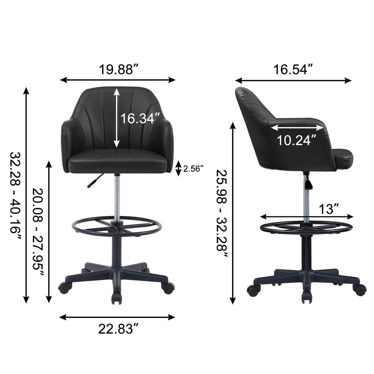 Black Height Adjustable PU Leather Office Chair C764