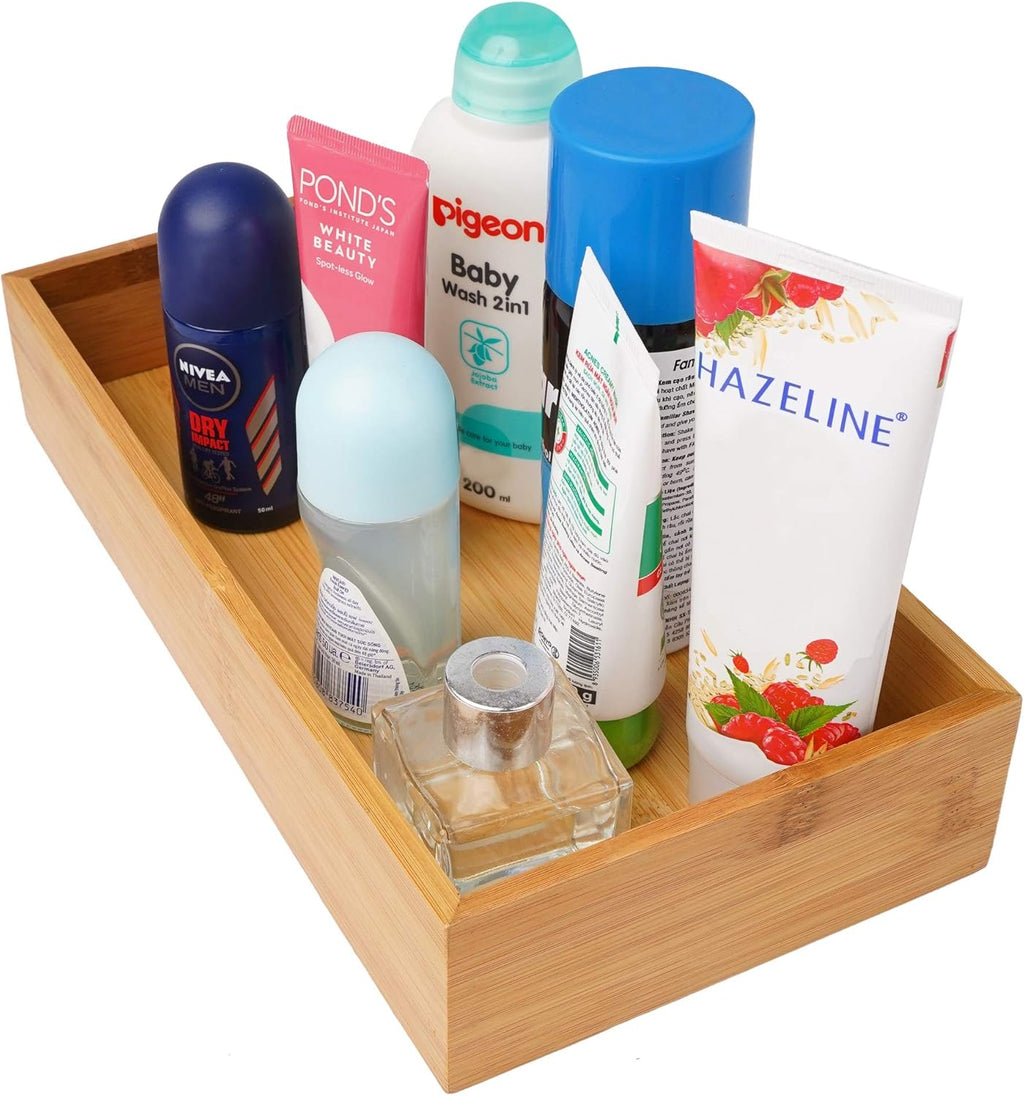 Bamboo Wood Drawer Organizer Tray Box Dividers Set, Pack of 2 X330
