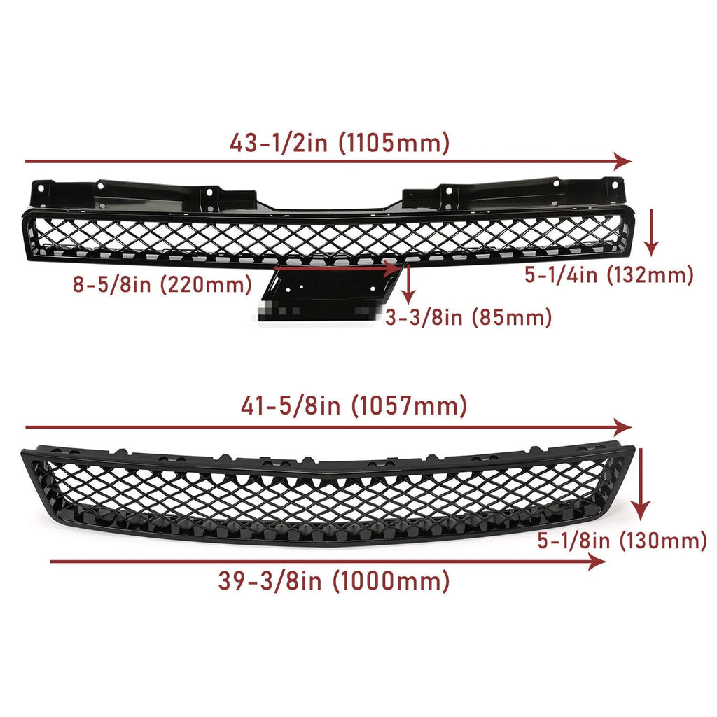 Mesh Front Hood Bumper Grille Grill for 2007-2014 Chevy Tahoe/Suburban/Avalanche X599