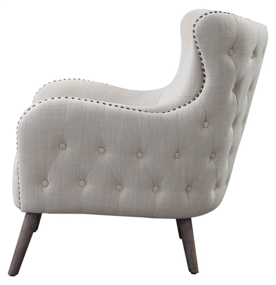 Off White Linen Wingback Chair A644