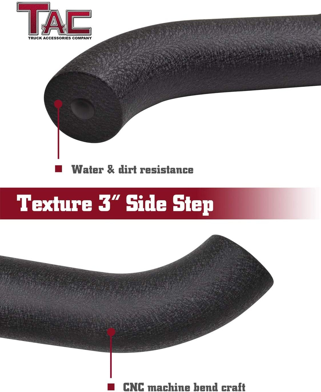 Texture Black Running Boards for Pickup Truck 2pcs X200