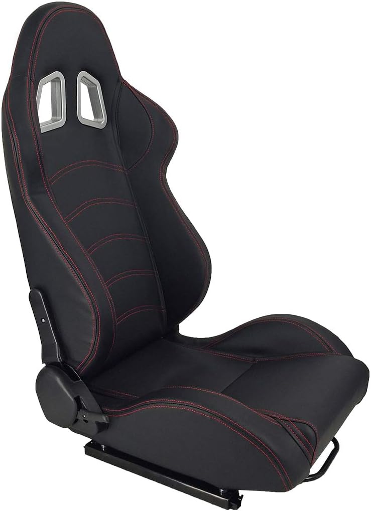 Pair of Black PVC Faux Leather Racing Car Seats R489354