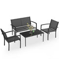 4 Pieces Patio Furniture Set with Glass Coffee Table, Black N363929
