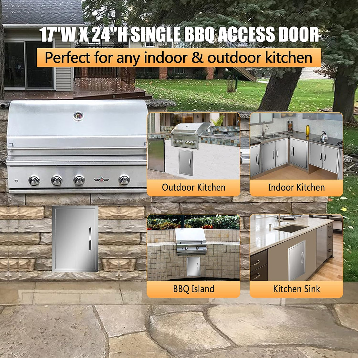 Stainless Steel Outdoor Kitchen Double Access Door R180151