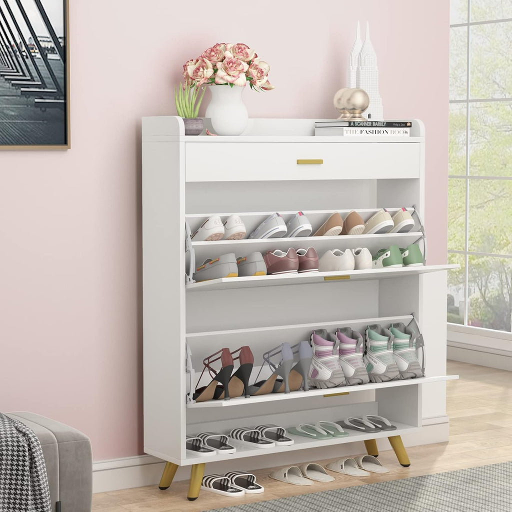 5-Tier Shoe Storage Cabinet with Drawers, White M7179