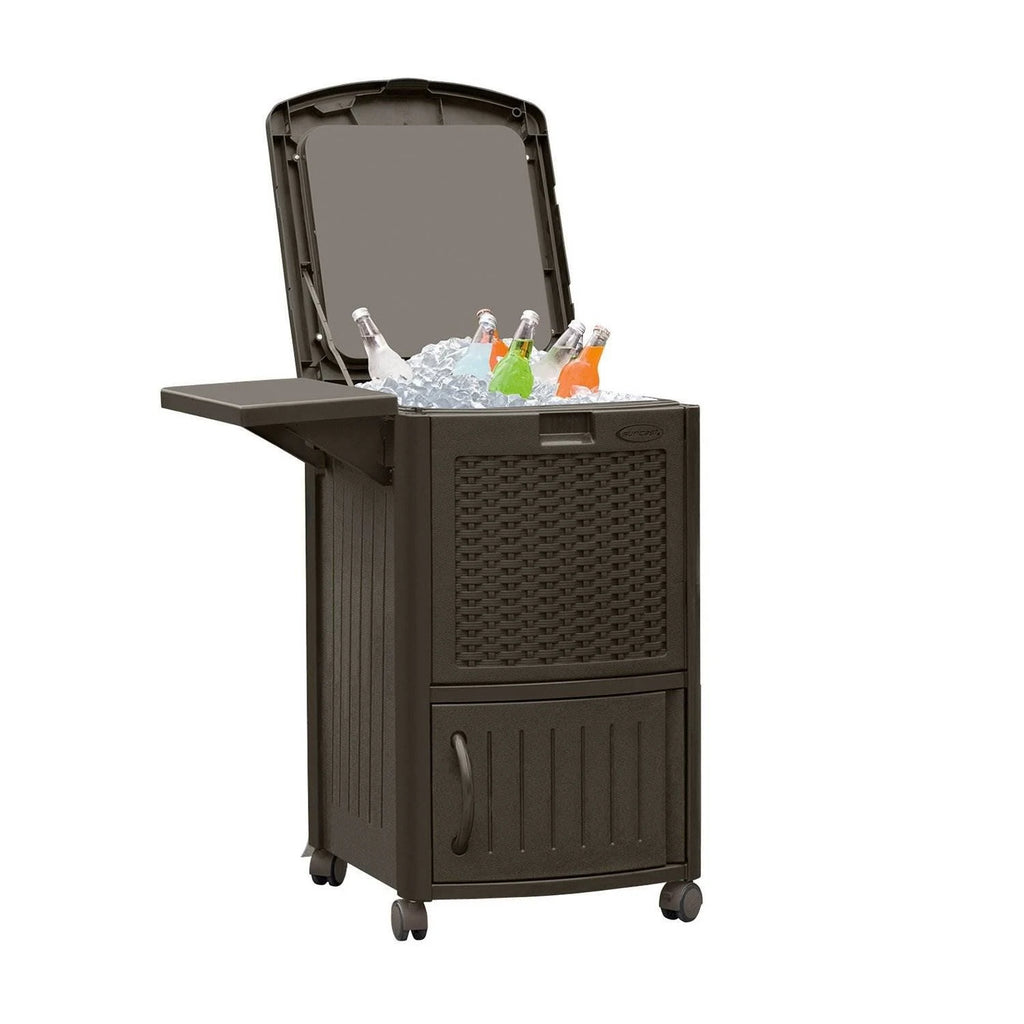 Java Resin Wicker Patio Cooler with Cabinet and Wire Basket G25408