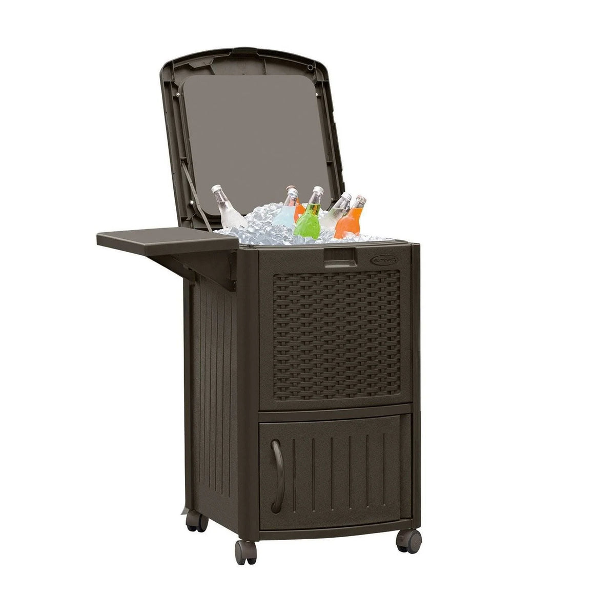 Java Resin Wicker Patio Cooler with Cabinet and Wire Basket G25408