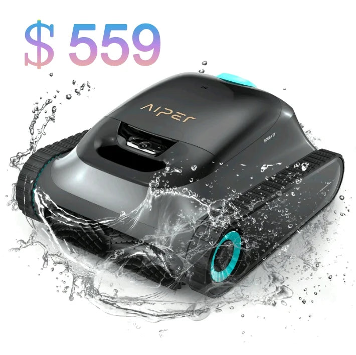 Cordless Robotic Pool Vacuum Cleaner with Wall Climbing W92829