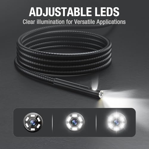 Dual Lens Borescope Camera with Light 1080P Waterproof Flexible Endoscope C203