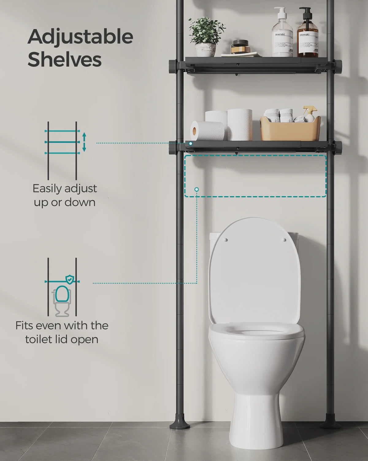 4-Tier Over The Toilet Storage Shelf P6575