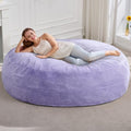 3ft Grey Faux Fur Bean Bag Chair L82655