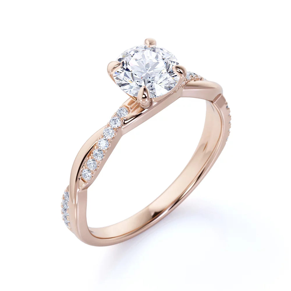 1 Carat Round Cut Moissanite Engagement Ring C851455