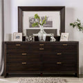 Wood 2-Piece Dresser and Mirror Set in Dark Walnut E334