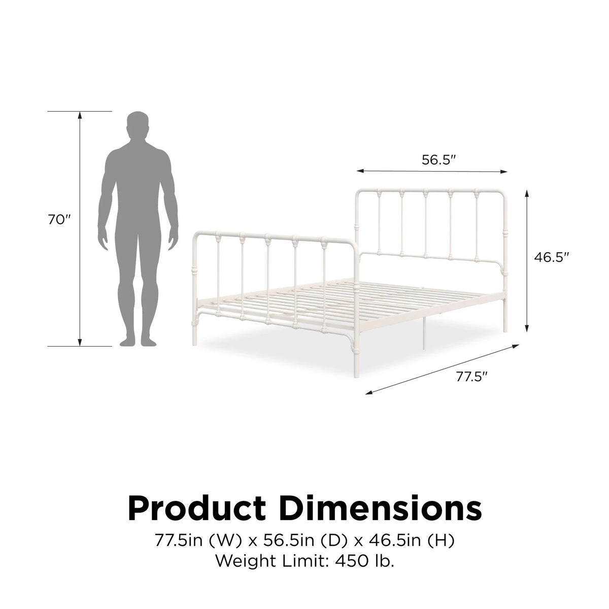 White Full Metal Bed L668