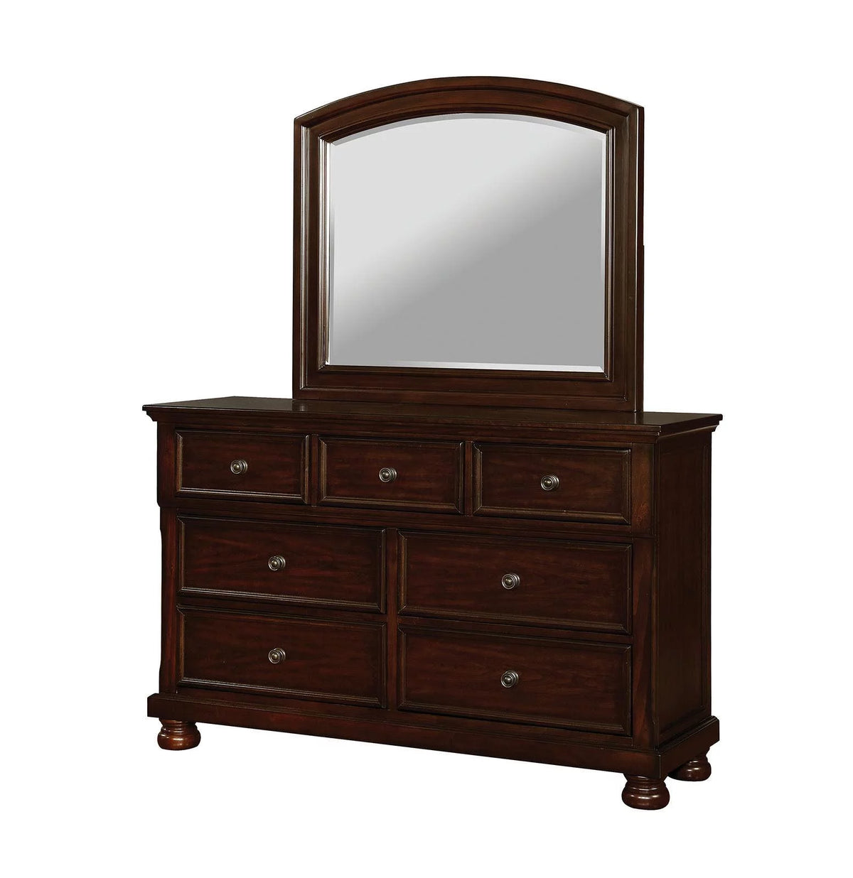 Brown Cherry Solid Wood 3pcs Bedroom Set S535321