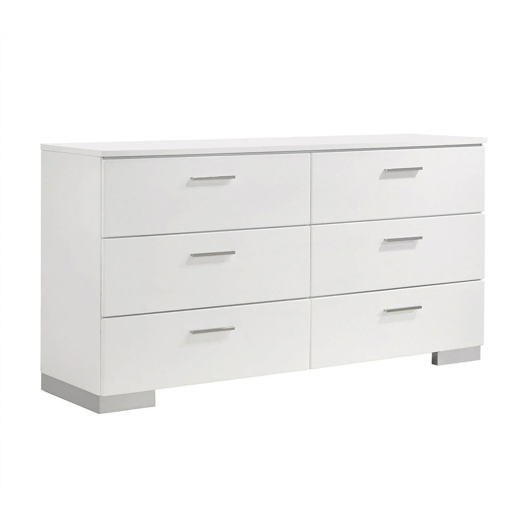 White 4-Piece Faux Leather California King Bedroom Set W8767