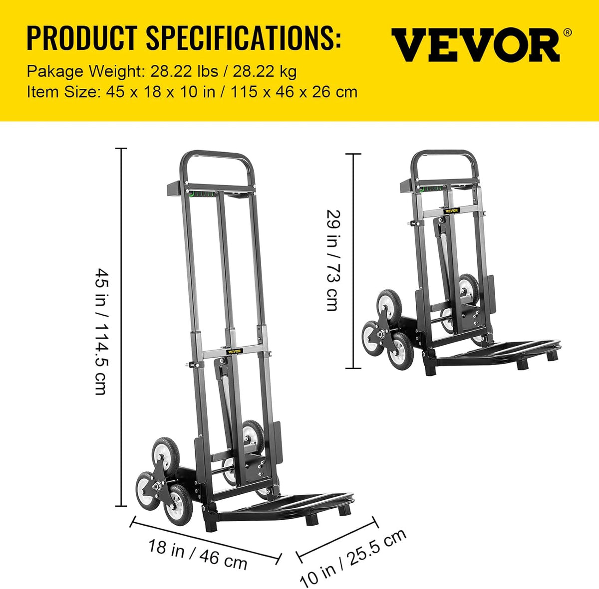 Stair Climbing Cart 420lbs Capacity Hand Truck with Adjustable Handle Q61751