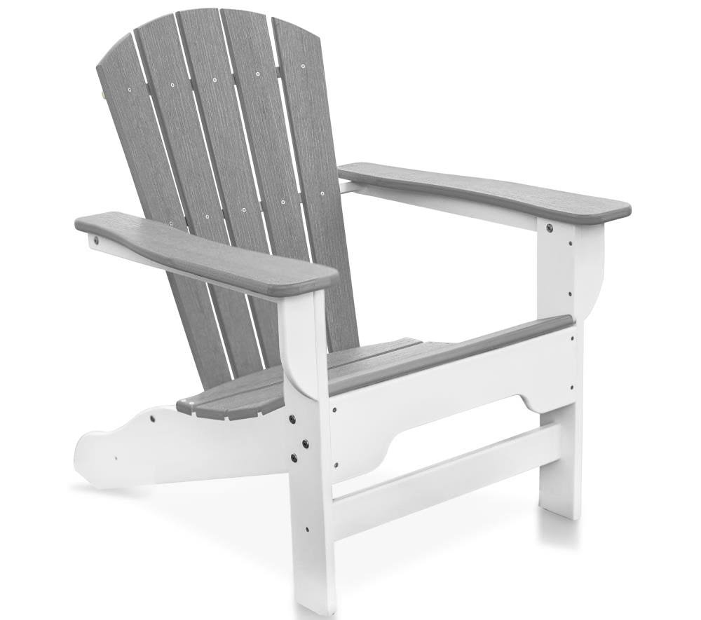 White Plastic Frame Adirondack Chair with Slat Seat Stainless Steel B70334