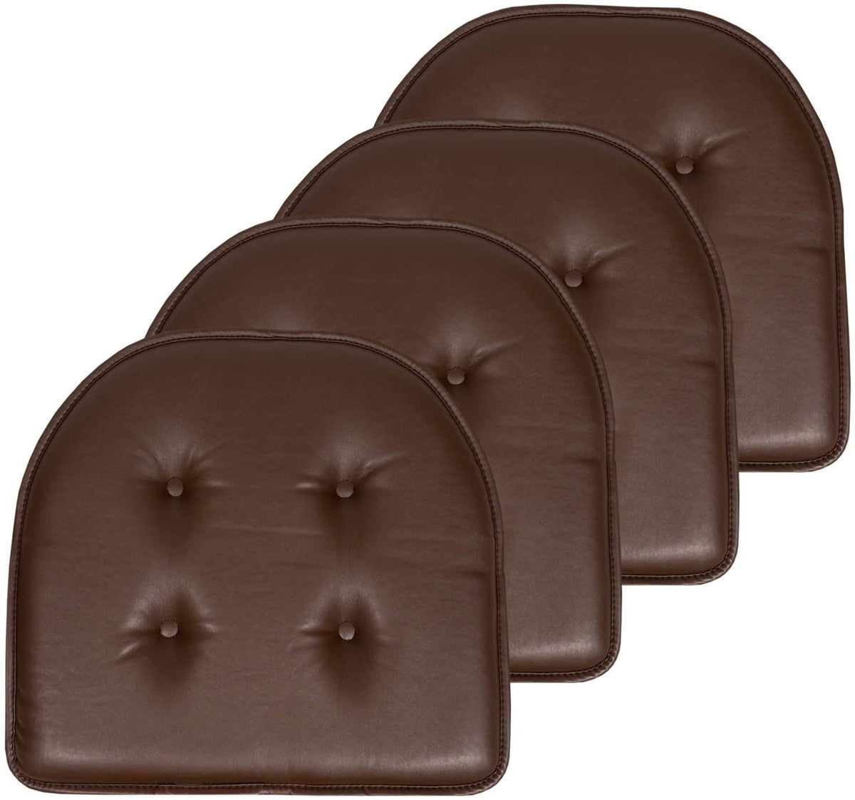 Faux Leather Memory Foam Chair Cushion 4 Pack K864880