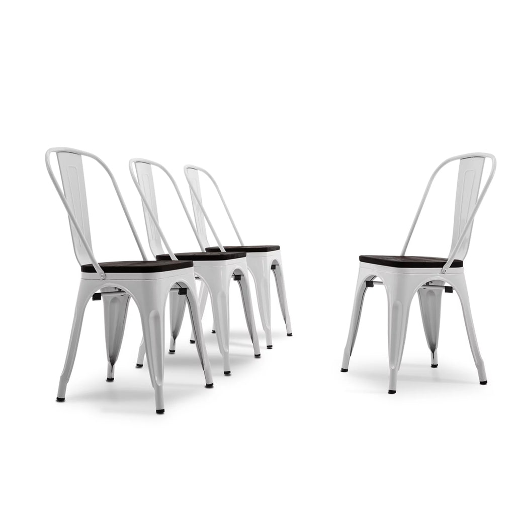 Gray Set of 4 Metal Wood Dining Chairs E68691
