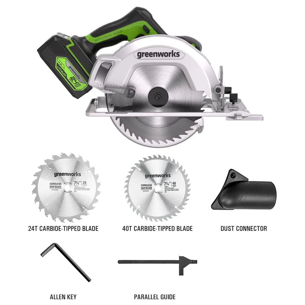 24V Brushless Cordless 7.25'' Circular Saw with Battery and Charger Y881364