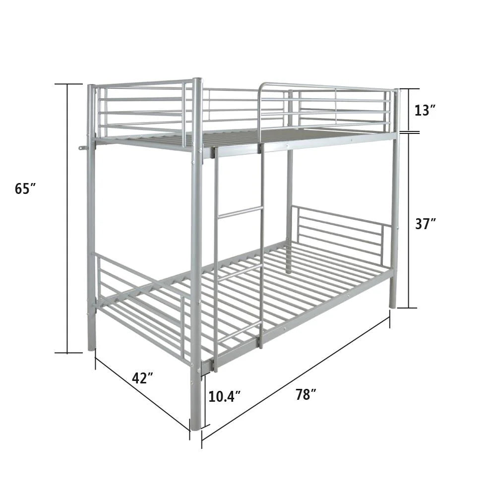Twin Over Twin Gray Metal Bunk Bed A6984