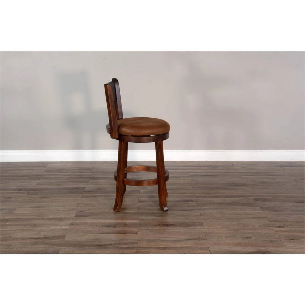 24" Mahogany Wood Swivel Barstool J698917