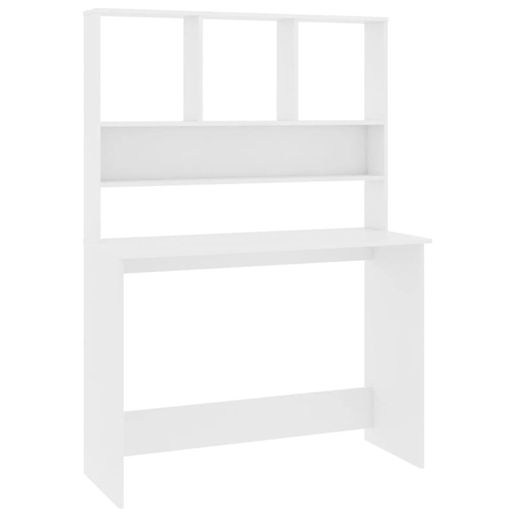 White Engineered Wood Desk with Shelves O255634