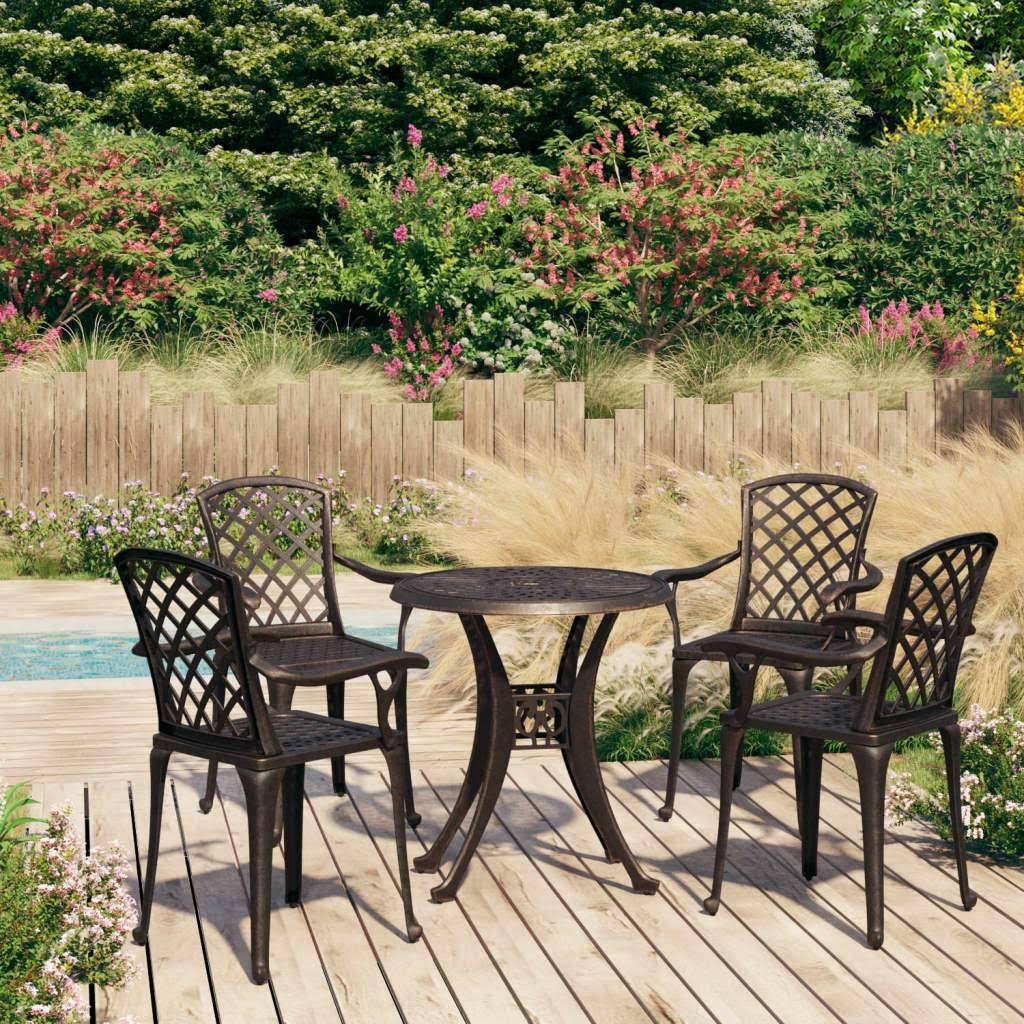 5 Piece Bistro Set Cast Aluminum Bronze O629512