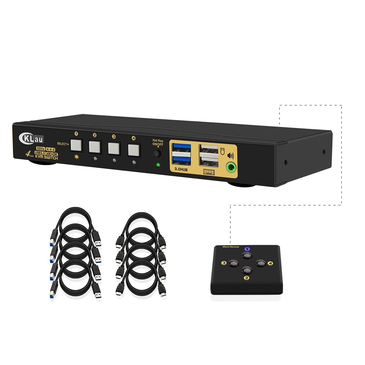 4 Port HDMI 2.0 USB 3.0 KVM Switch with Cables L59505