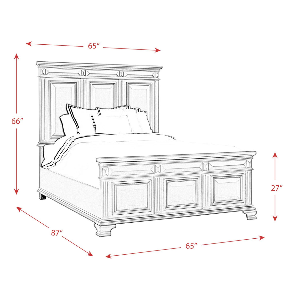 King Panel Bed in White U56370