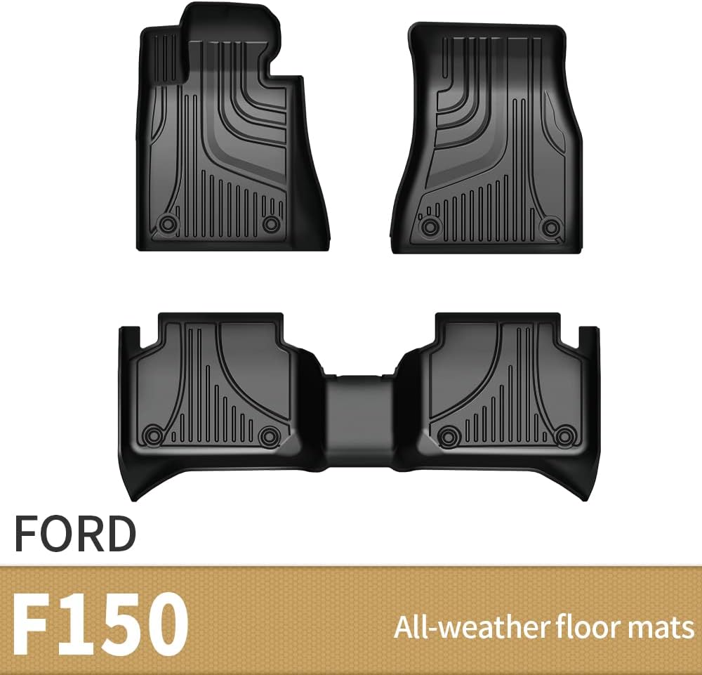 All Weather Car Floor Mats Front & 2nd Seat Floor Liners I938662