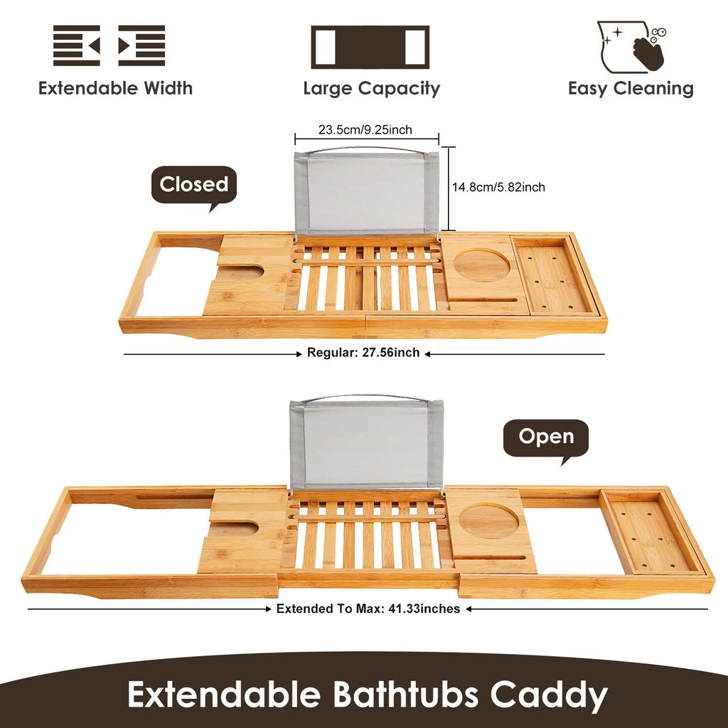 Bamboo Expandable Bathtub Caddy Tray Z33044