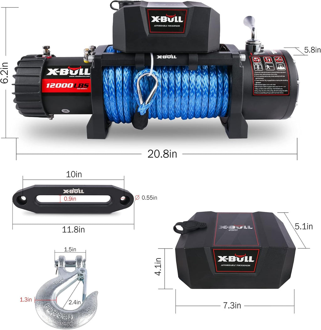 Blue 12000 lb Electric Winch Kit with Wireless Remote G331
