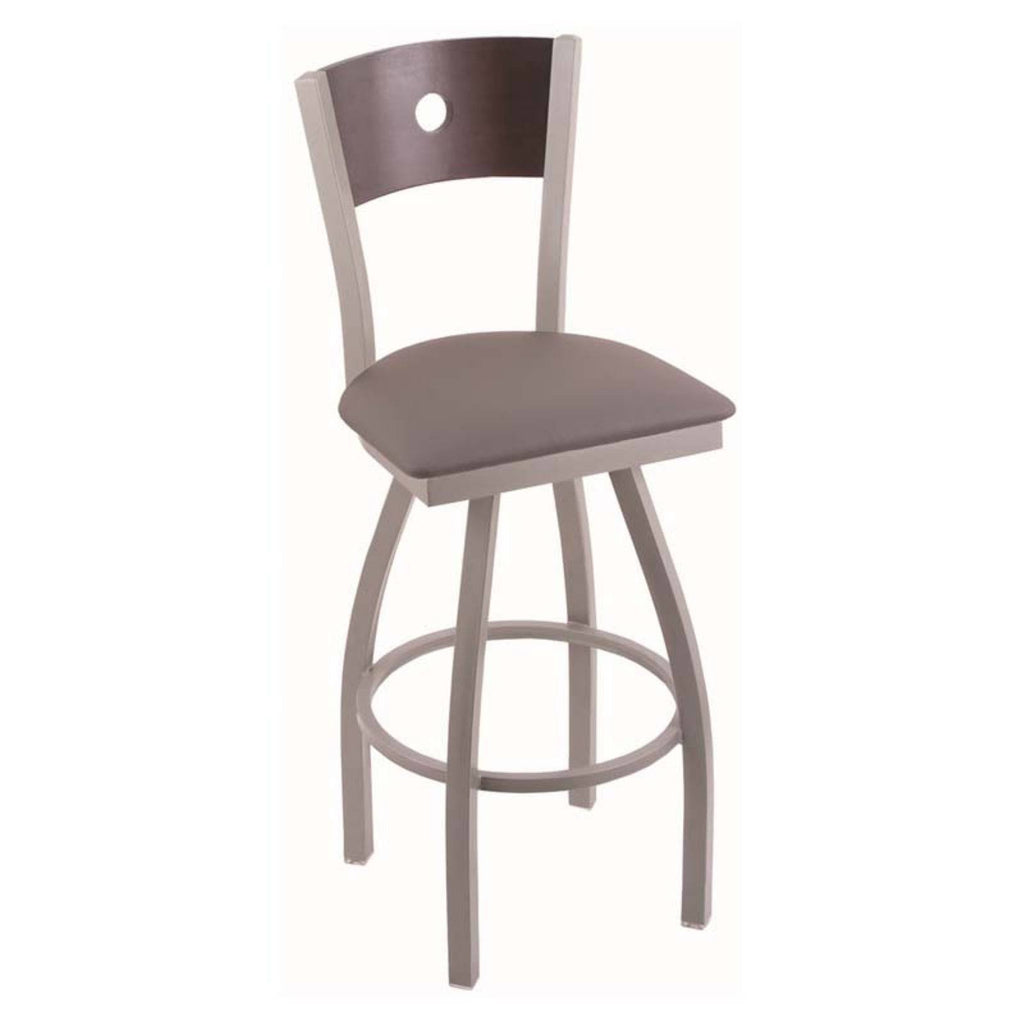 Counter Stool with Stainless Finish, Medium Grey Seat, Medium Maple Back A3901