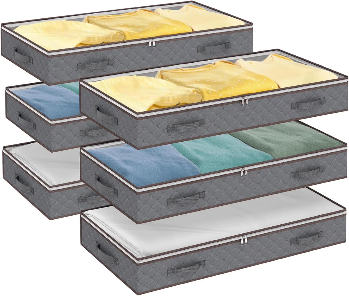 90L Under Bed Storage Bags 6 Pack Gray K589803