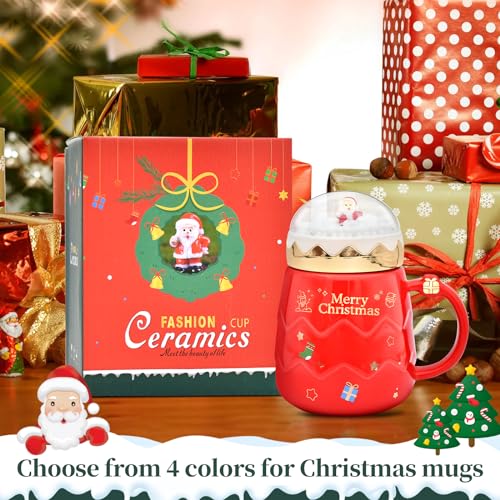 17.6 oz Ceramic Christmas Mug with Lid C527