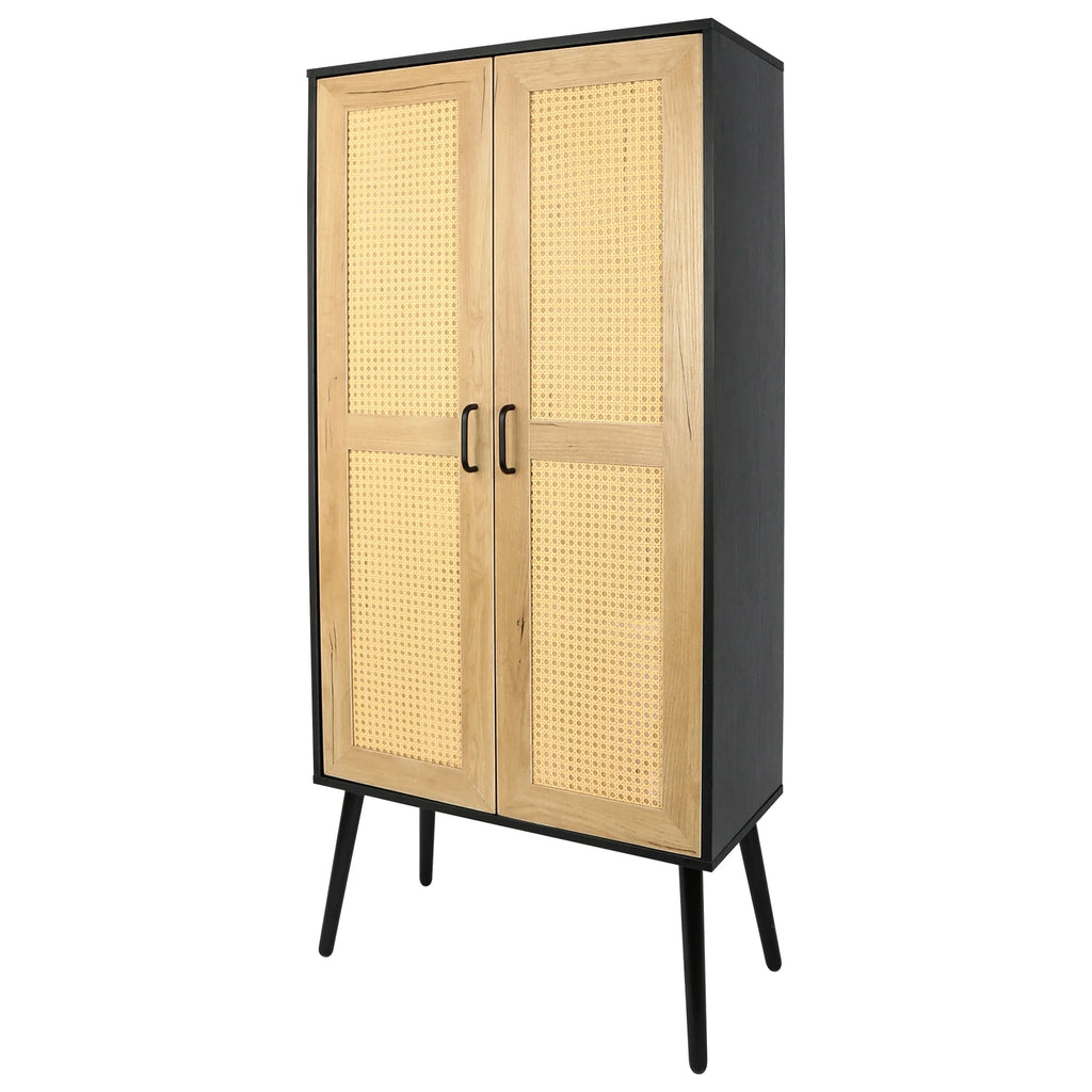 59'' Tall Rustic Storage Cabinet with Shelf Rattan V224