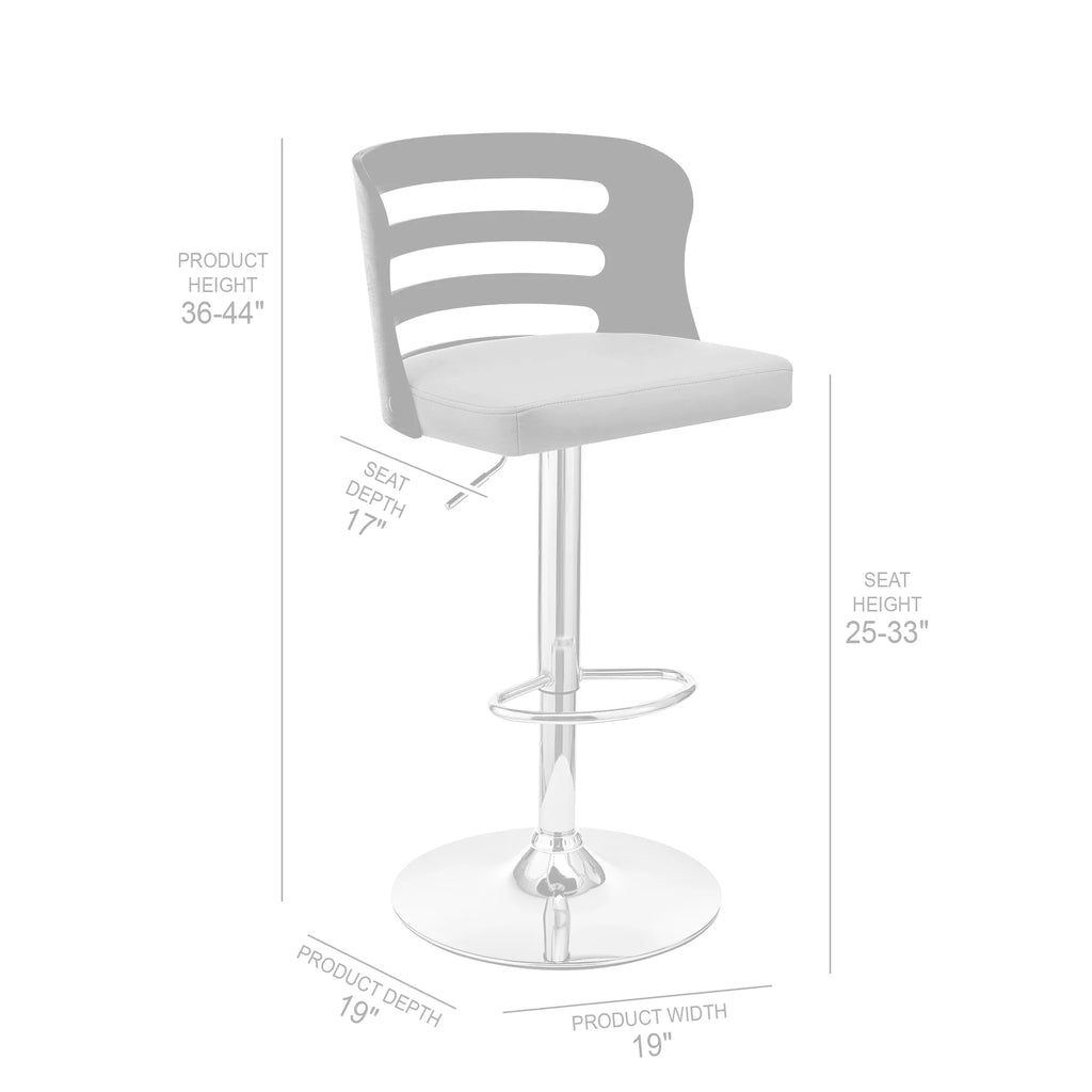 Black Faux Leather and Walnut Wood Adjustable Swivel Bar Stool L33551