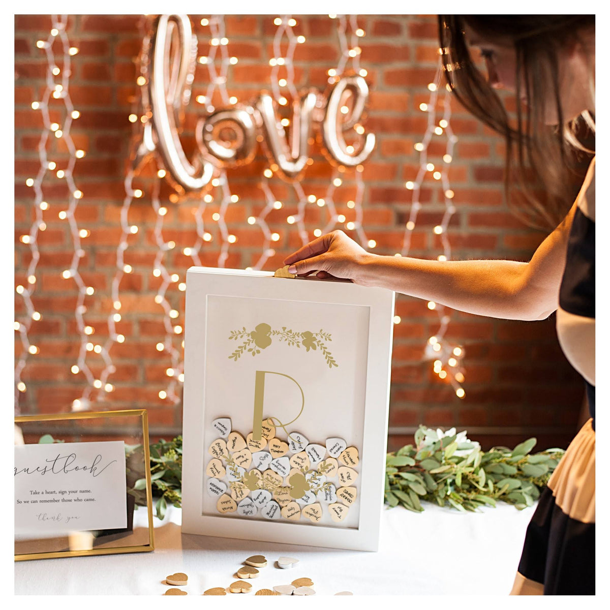 Gold Heart Drop Guestbook I822
