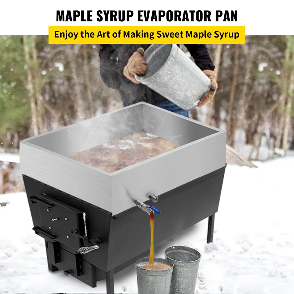Maple Syrup Evaporator Pan 30x16x9.5 Inch Stainless Steel with Valve N3814