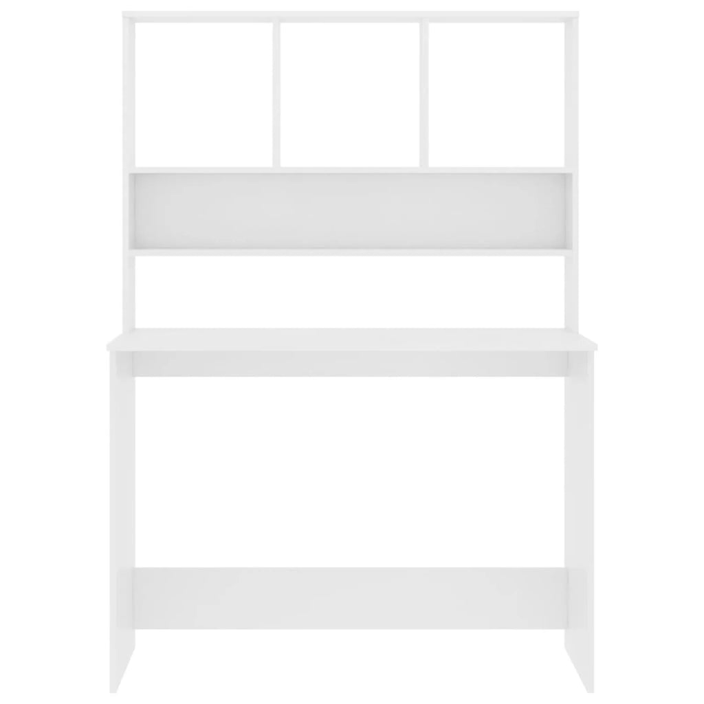 White Engineered Wood Desk with Shelves O255634