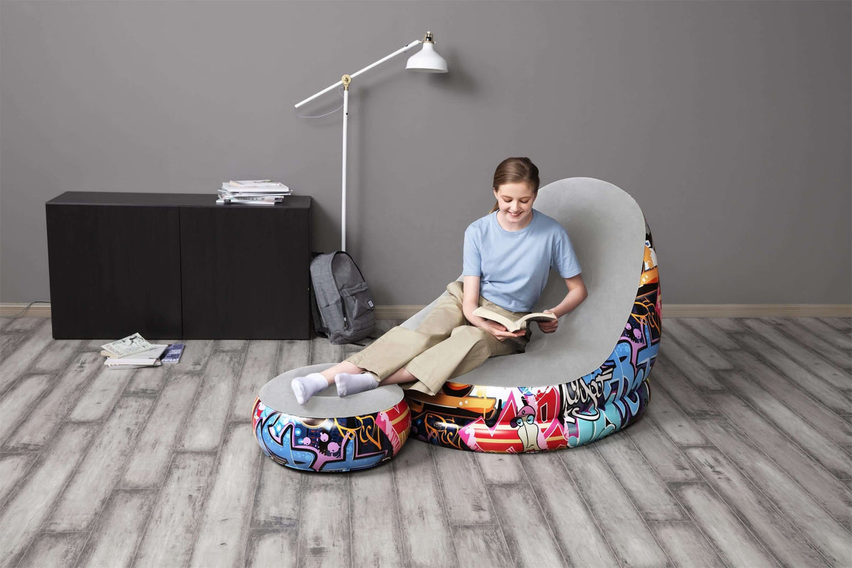 Inflatable Floor Chair with Foot Stool U3874