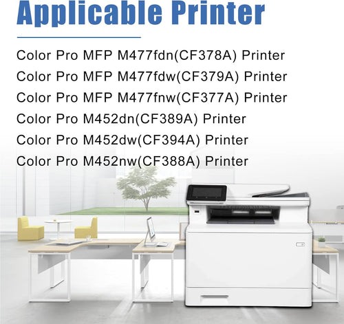 (4 Pack, 1BK+1C+1M+1Y) CF410AQ Toner Cartridge for HP Color Pro MFP M477fdw M452dw Printer V3800