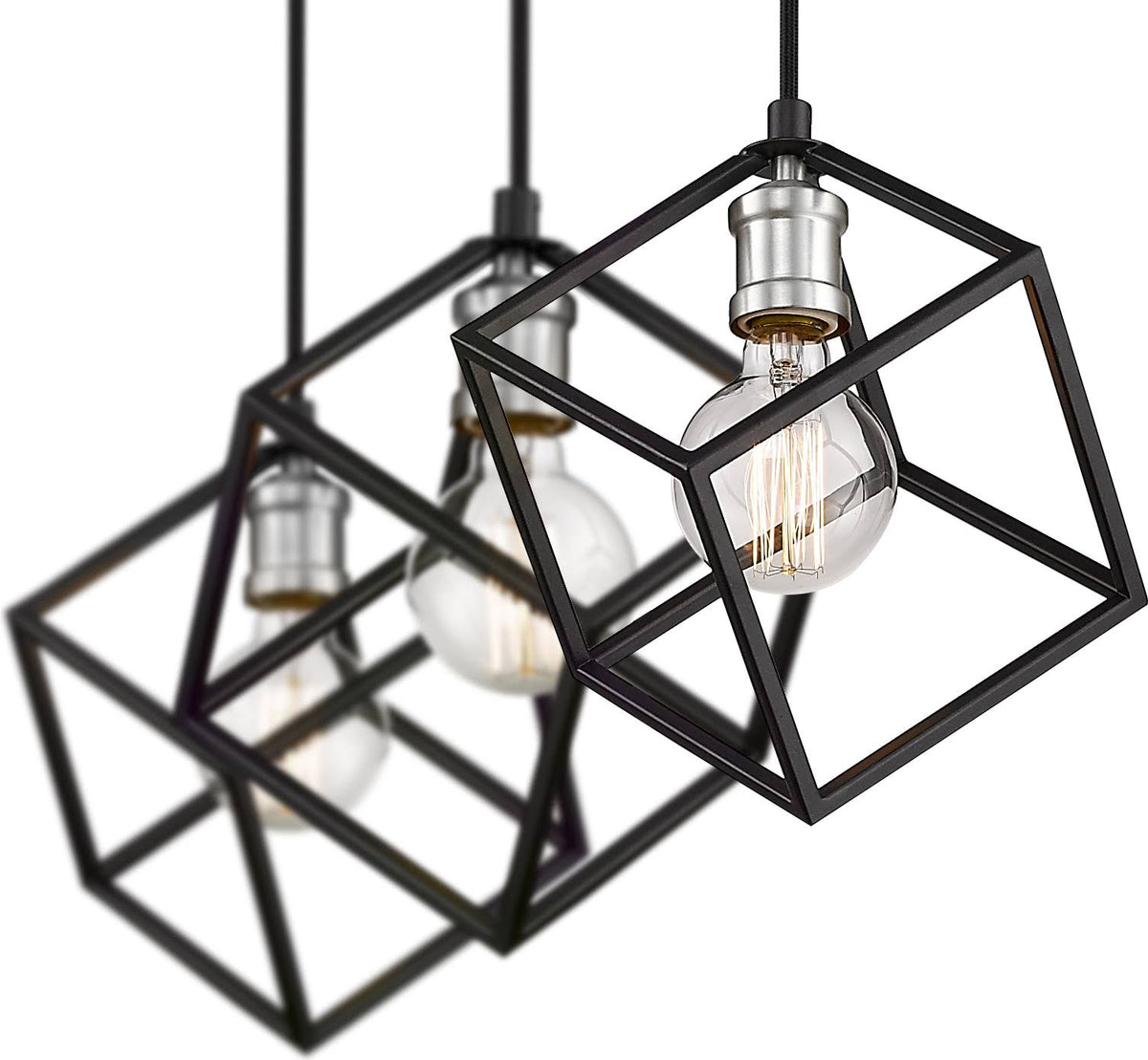 Vertical 3 Light Island in Matte Black + Brushed Nickel C224162