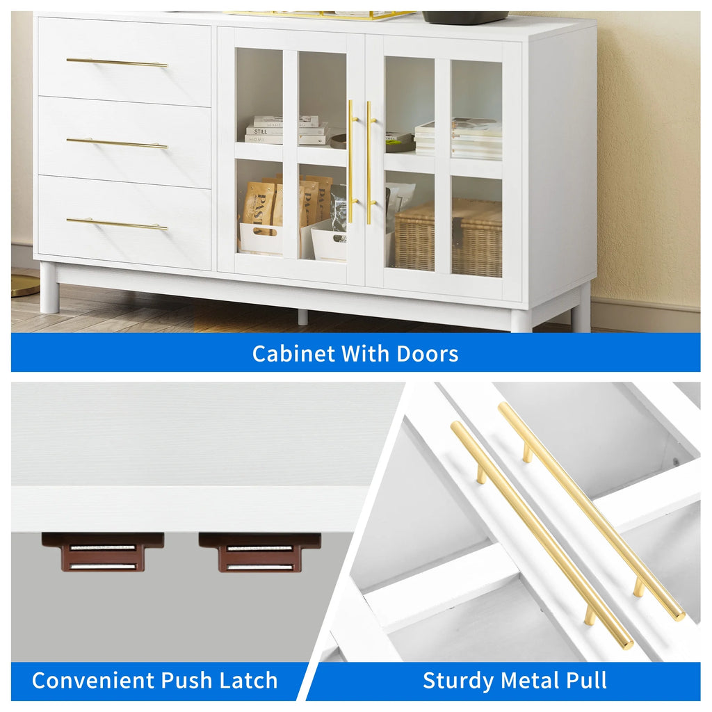 White Buffet Sideboard with 3 Drawers & 2 Door X9264