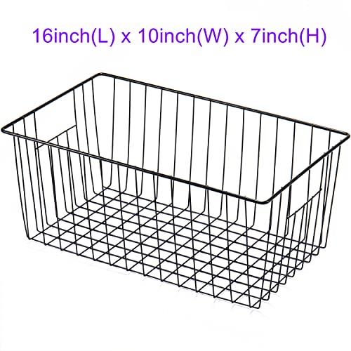 16 inch Upright Freezer Organizer Baskets, Black, Pack 3 Q90998
