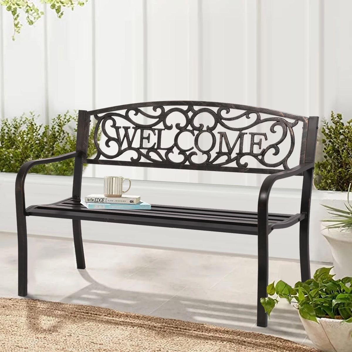 Patio Bench 400 lbs Cast Iron Metal Outdoor Seating N44759